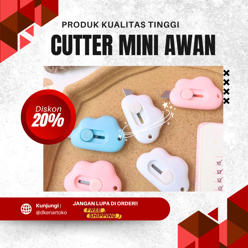 

Pisau Kecil Portable||Pisau Cutter Mini Model AwanPotong Kertas Plastik Perlengkapan ATK Sekolah