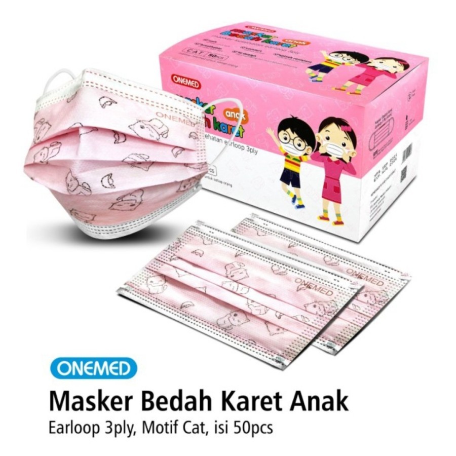 Onemed Masker Bedah Anak Earloop 50pcs/box