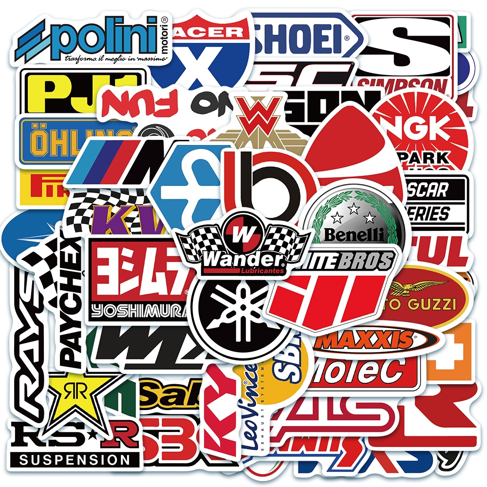 

[50PCS]Stiker Motor Logo Keren Stiker Pack Decal Vinyl Anti Air- Sticker Aesthetic Buku Journal Koper Casing HP Tablet Laptop Helm Motor