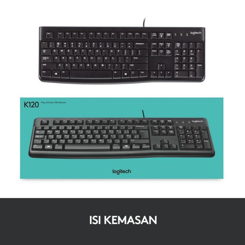 Logitech keyboard USB K120 original Komputer berbasis Windows Windows XP, Windows Vista, Windows 7, 