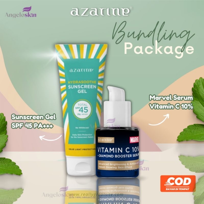 ✨GMR Shop✨ Azarine Hydrasoothe Sunscreen Gel SPF45 PA++++ & Vitamin C 10% + Diamond Booster Serum 20