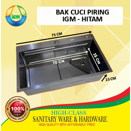 Bak Cuci Piring IGM IB-018 7545 Black / Kitchen Sink / Bak Cuci Dapur