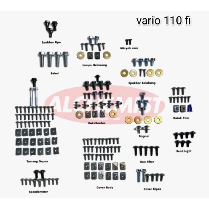 baut body Vario 110 fi - baut fulset body Honda Vario 110 fi
