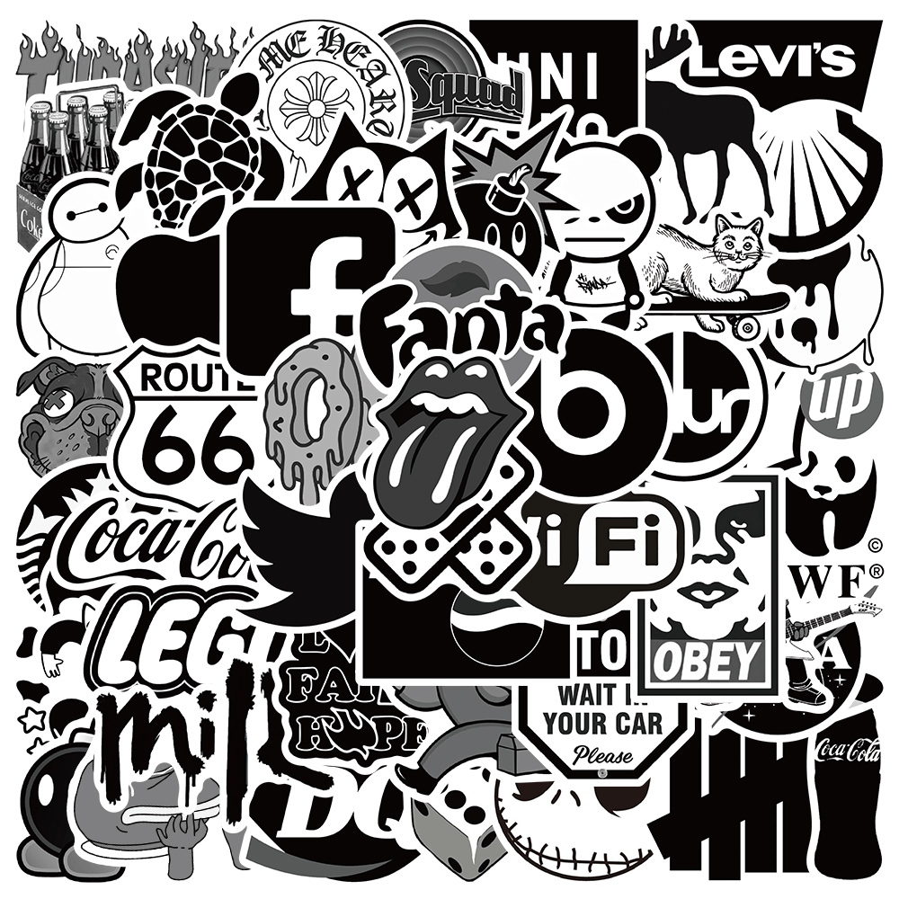 

[50PCS]Hypebeast Stiker Keren Pack Gaya Hitam dan putih Stiker Aesthetic Decal Vinyl Stiker Anti Air- Sticker Helm Motor Buku Journal Koper Stiker Casing HP Stiker Laptop Stiker Botol Gitar