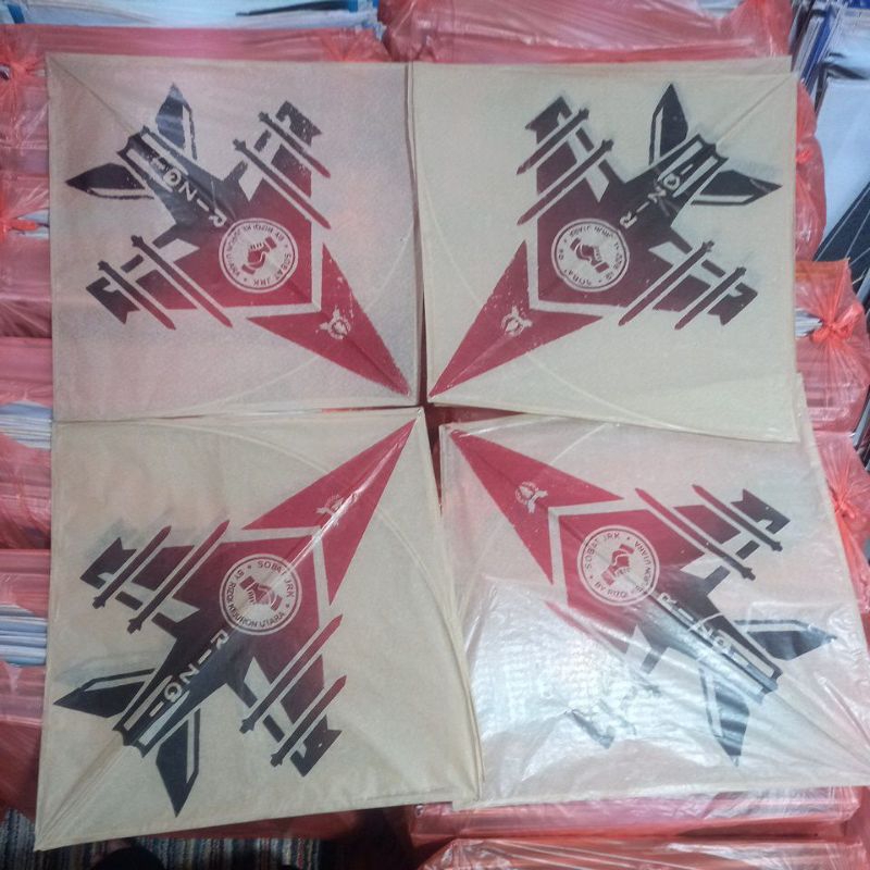 layangan sukhoi kertas tisu coklat sablon isi 50pcs