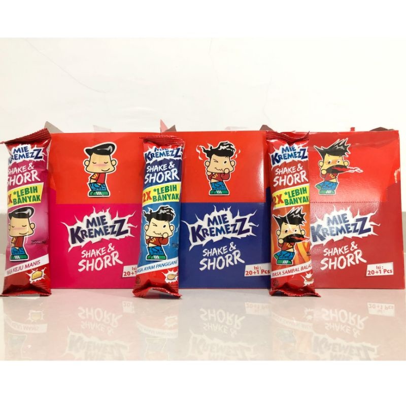 

MIE KREMEZZ SHAKE & SHORR BOX isi 20pcs MIE SNACK