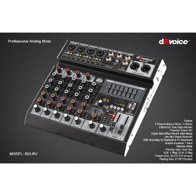 Mixer 6 Channel dB voice 602-RV