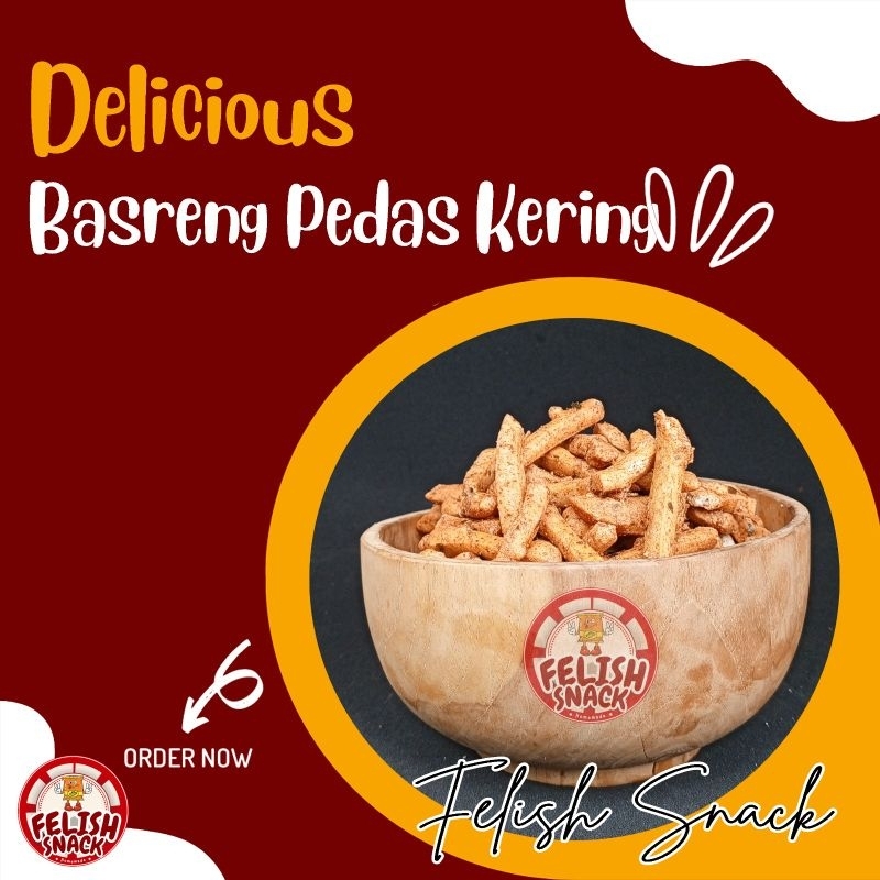 

[FELISH.SNACK] 500gram Basreng Stik Pedas Gurih Renyah Kriuk Baso Goreng Rempah Felish Snack