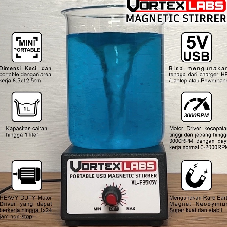 VORTEXLAB Magnetic Stirrer Portable Magnetic Mixer Vortex Mixer pengaduk Cairan Lab  Essential Oil  