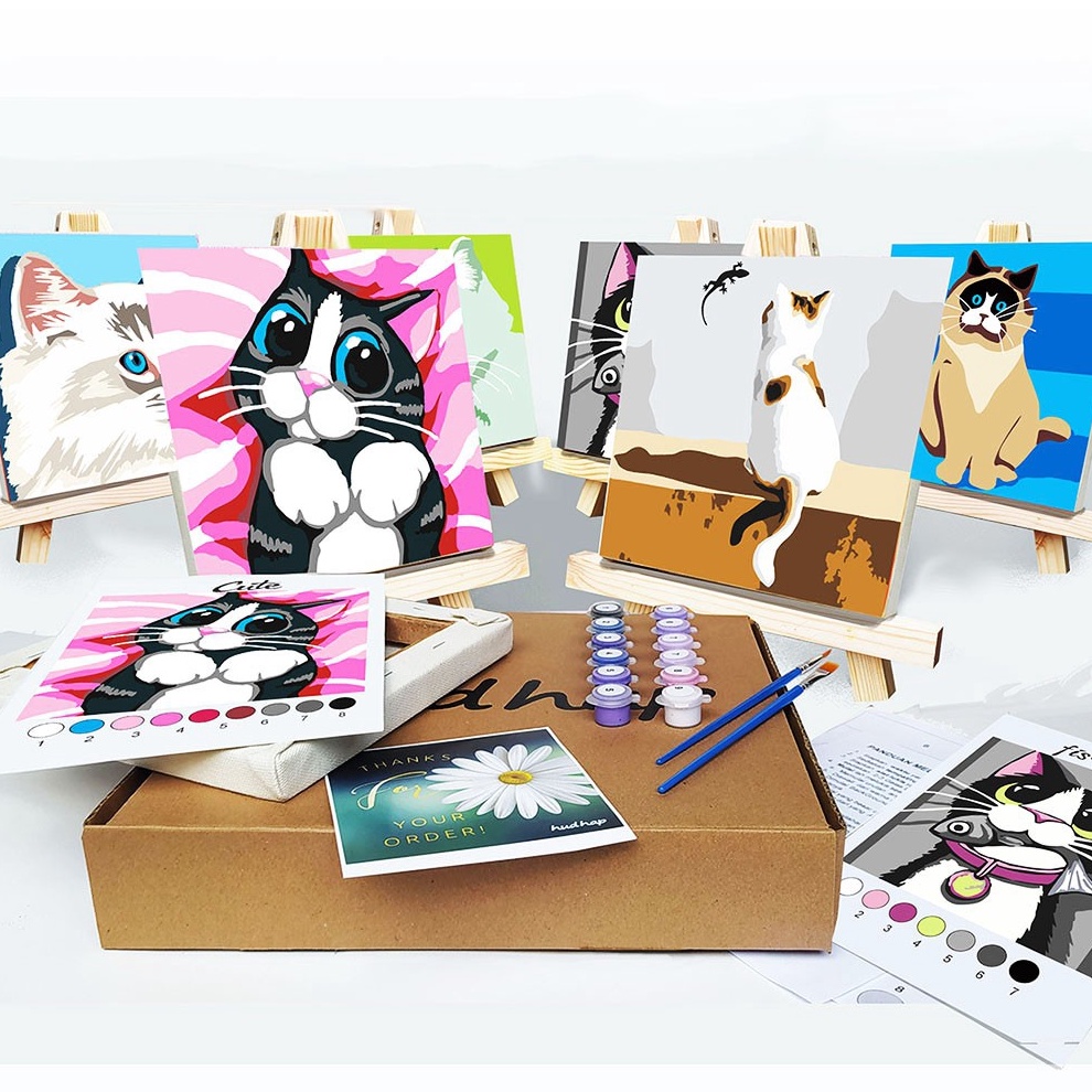 

CUCIGUDANG Paint by number Cat series Frame canvas 2 x 2 cm