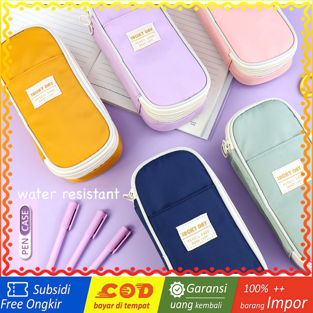 

TXS1 Pen Pencil Case Kotak Tempat Pensil LUCKY DAY Water Resistant Macaron Color MKT m X6L3