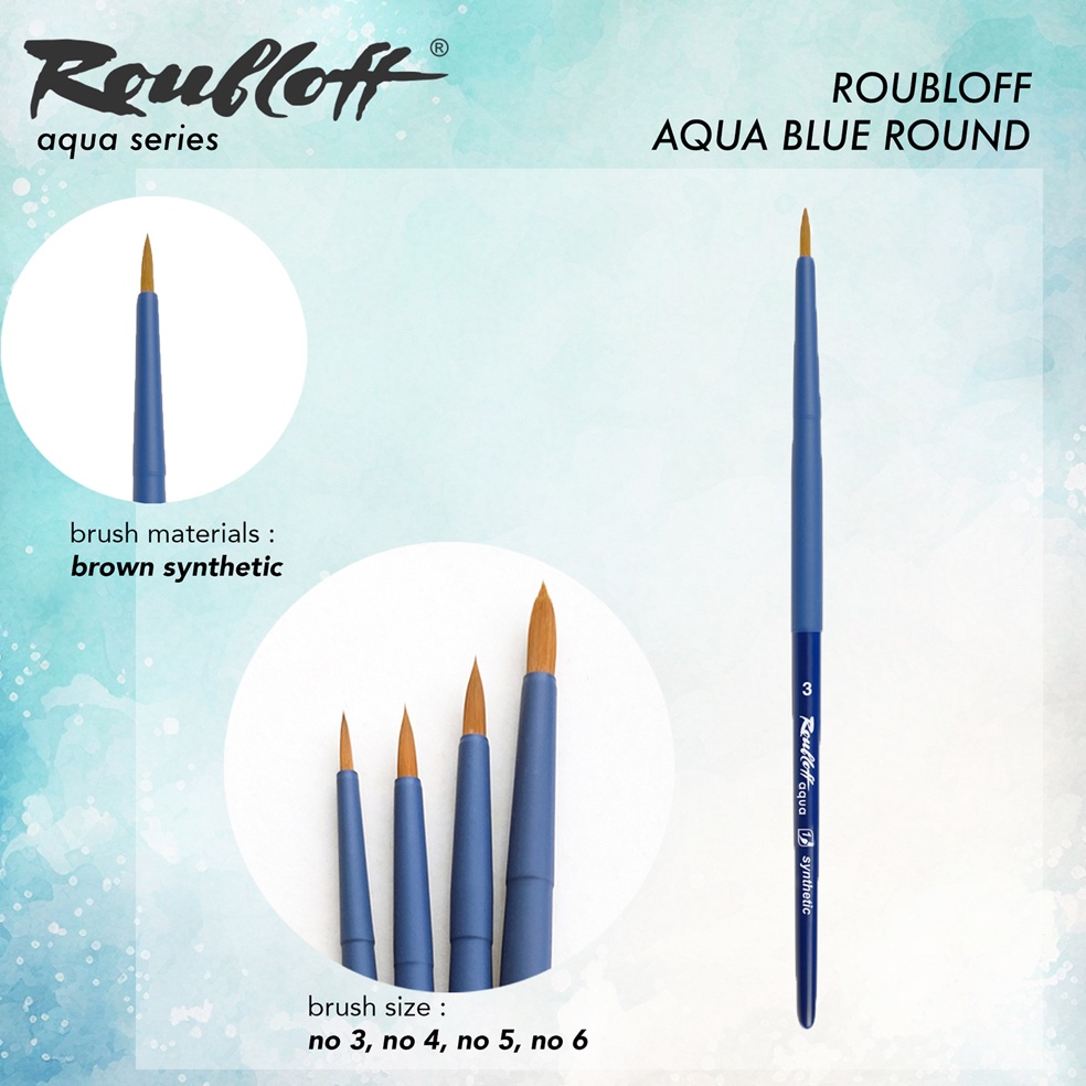 

Kuas Lukis Roubloff Brush Aqua Blue Series synthetic brush Round Dagger q O3A8