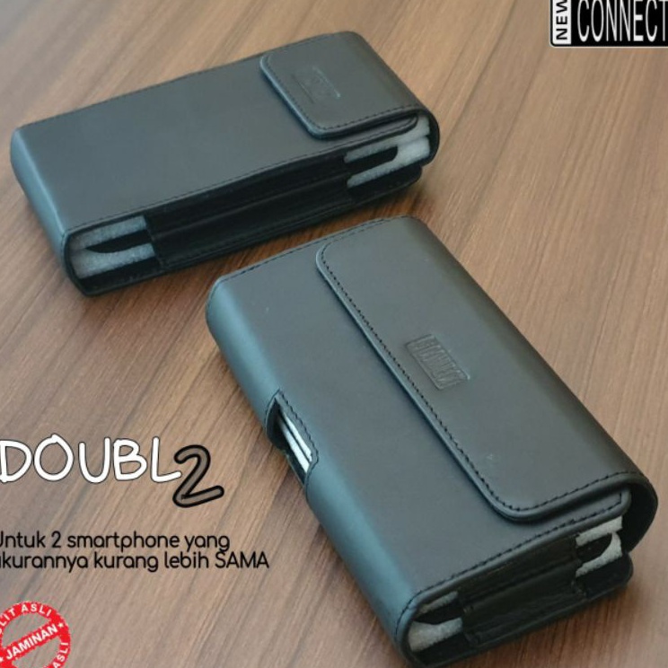 Kirim Sekarang Sarung hp double kulit asli vertikal horizontal
