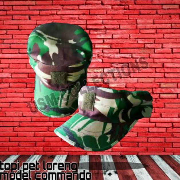 KODE X78F Topi pet loreng army standar TNI commando bahan Sritex