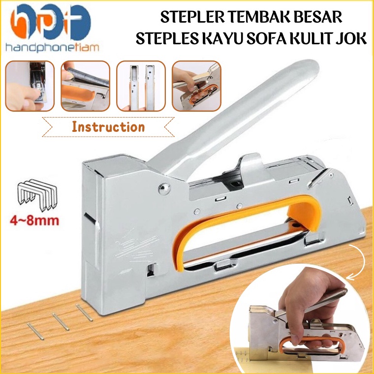 

Gun Tacker Stapler Tembak 13468mm Powerful Staples Alat Bantu Pemasangan Sarung Sofa Kulit Jok Motor Steple Cekrekan Pengokot Kayu r S3X7