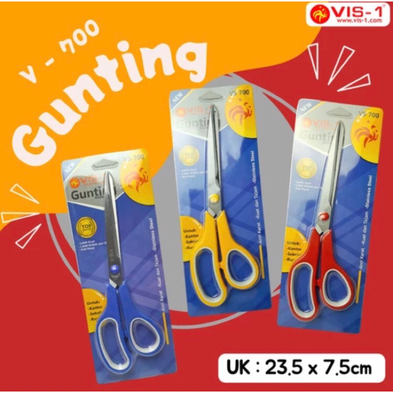 

Gunting Besar VIS-1 V-700 / Big Scissors / Pemotong Kertas - Merah