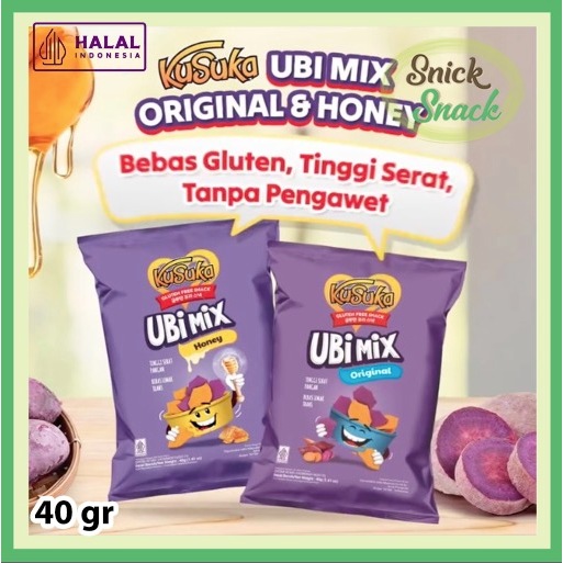 

Kusuka Ubi Mix 40 gr Keripik Ubi Bebas Gluten Ubimix Original dan Honey Tinggi Serat Tanpa Pengawet