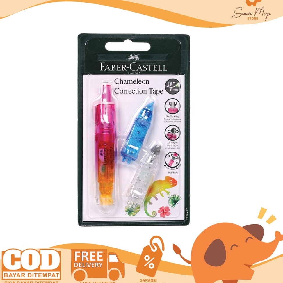 

Faber Castell Chameleon Correction Tape 2 Refill Bar PINK TipEx Pita Kertas Murah Berkualitas n Z6A2