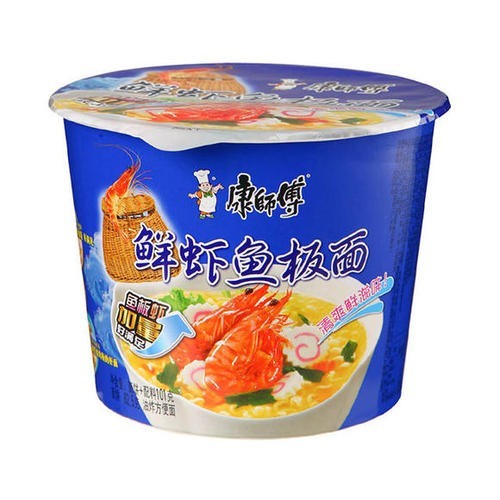 

康师傅鲜虾鱼板面桶装mie kaleng kangshifu seafood 108gram
