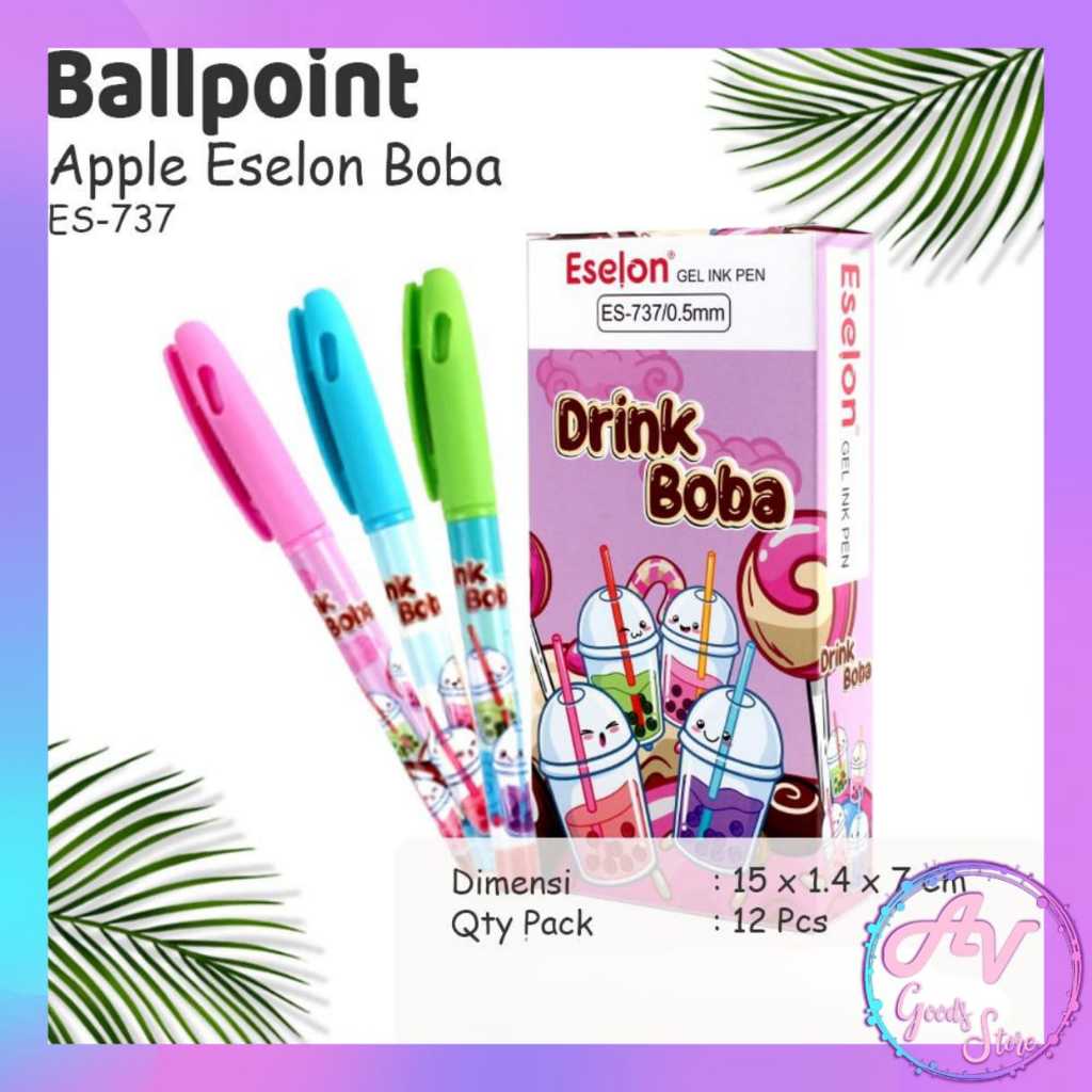 

Ballpoint Gel Drink Boba ES-737 (12pcs) / 1Lusin Pulpen Gel Fancy Lucu