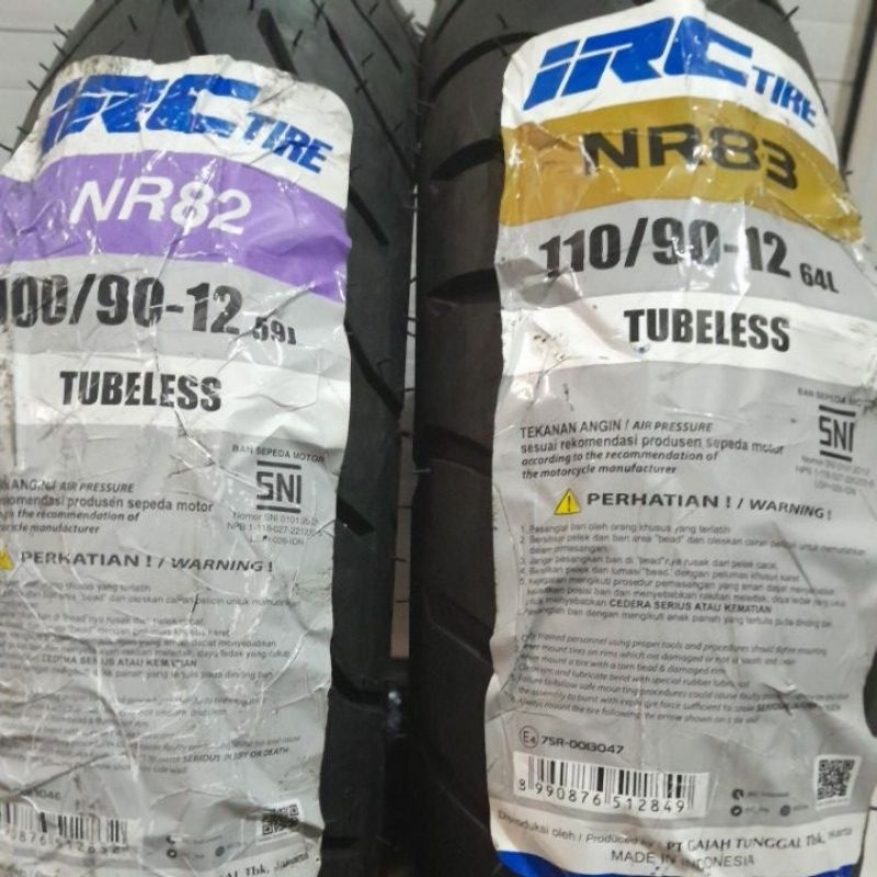 BAN IRC NR82 & NR83 1 PAKET FREEGO, SCOOPY 100/90-12 | 110/90-12 BONUS PENTIL TUBELESS