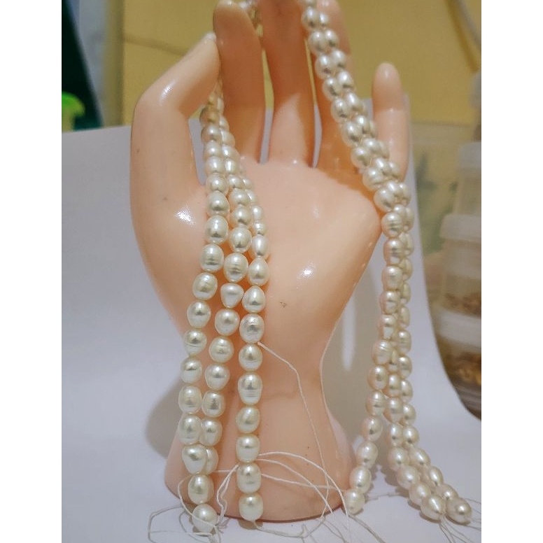 KODE C4J Mutiara air tawar oval 7mm grade bagus