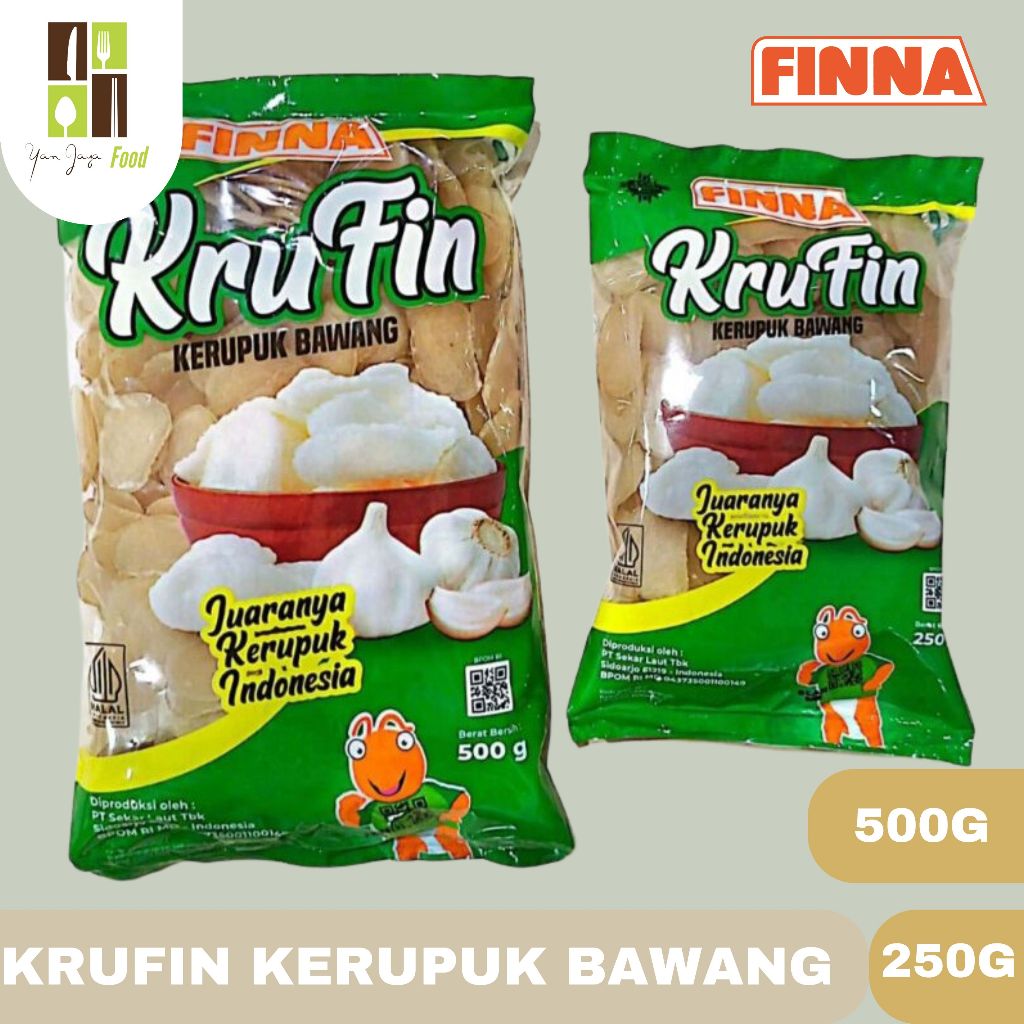 

Finna Krufin Kerupuk Rasa Bawang / Krupuk / Garlic Crakers Kemasan 250g / 500g