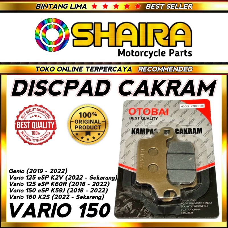 DISPAD/DISCPAD KAMPAS REM DEPAN VARIO 150 NEW ESP / VARIO 125 LED / GENIO KUALITAS TERJAMIN KAMPAS V