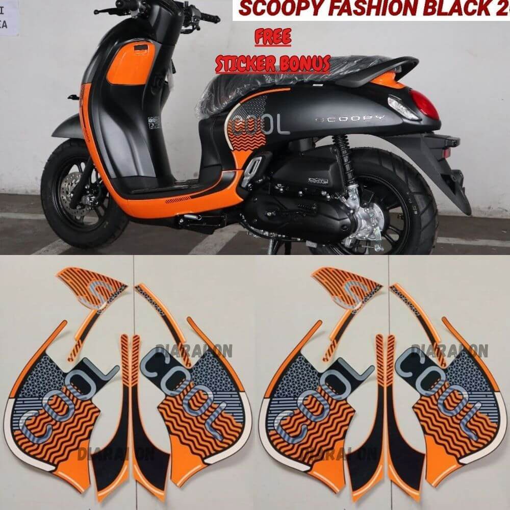 Striping Stiker Honda Scoopy 2022 - Scoopy Fashion Cool Hitam Murah