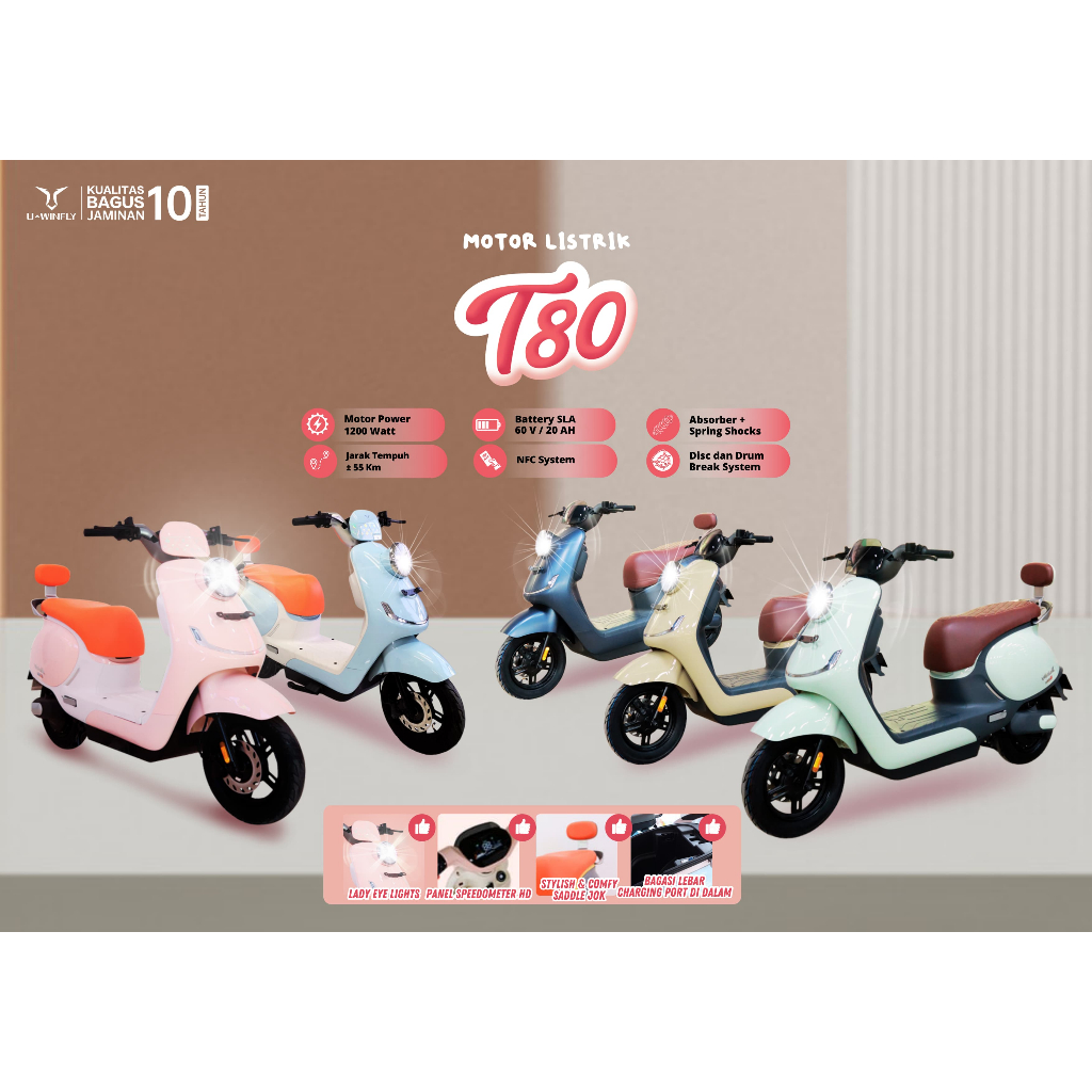 Sepeda Motor Listrik Uwinfly T80 New