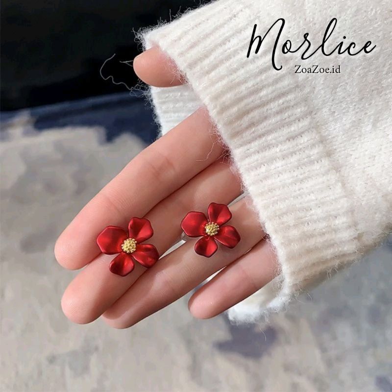 ZoaZoe.id | ANTING - Morlice Earrings ZOE3 / Anting Korea / Anting Merah / Anting Bunga Merah / Anti