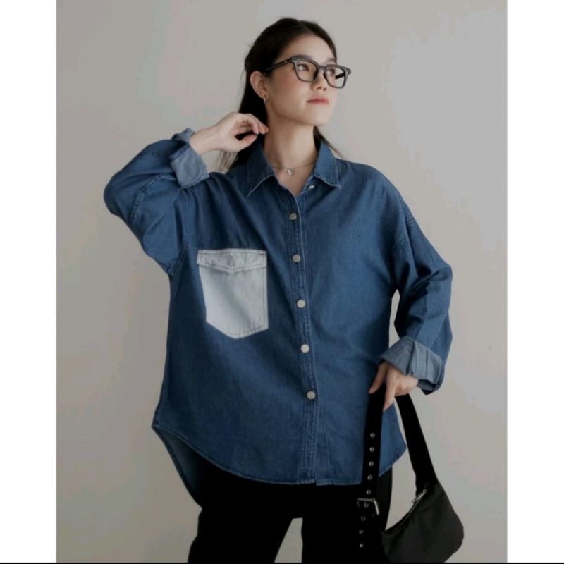 Tunik Jeans Wash / Long Tunik / Midi dress jeans premium