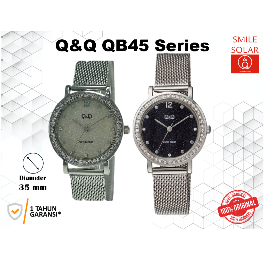 Jam Tangan Rantai Wanita Business Classic Rantai Stainless Steel Analog Original Q&Q QnQ QQ QB45