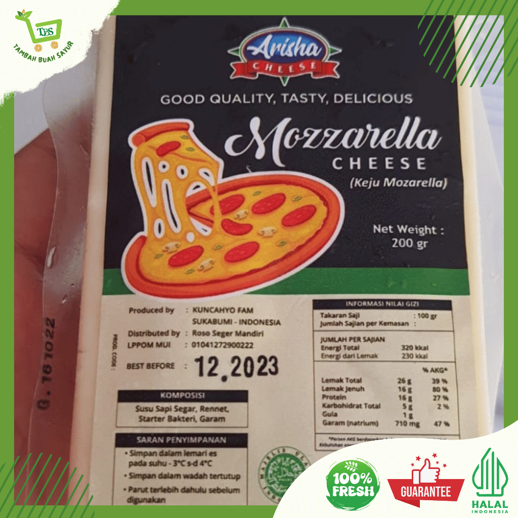 

KEJU MOZARELLA ARISHA 200 GR | Tambah Buah Sayur