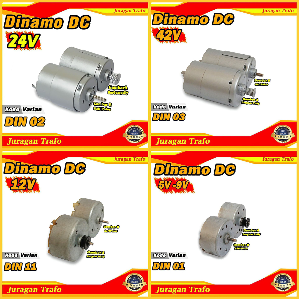 Dinamo DC 5V 9V 12V 24V 42V dan Gear Pully Belt Generator Listrik Mini