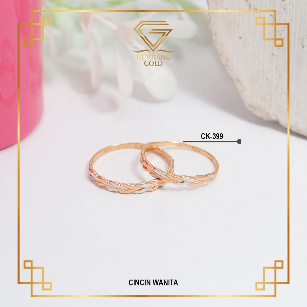 CINCIN FASHION WANITA VINTAGE EMAS KADAR 6K (300) CINCIN WANITA EMAS ASLI CK 399 | GEMILANG MALL