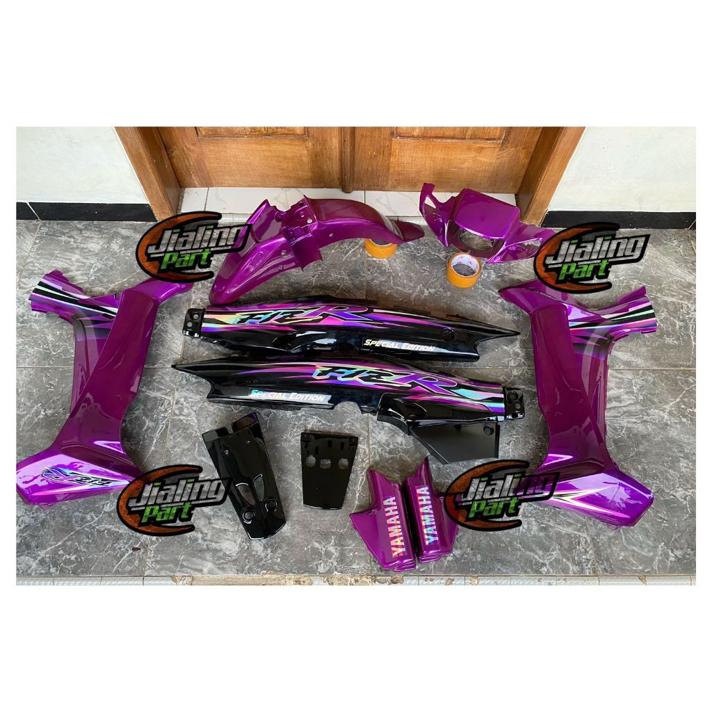 full set body halus yamaha fiz r ungu hitam hologram full body halus fizr hitam ungu set striping ho