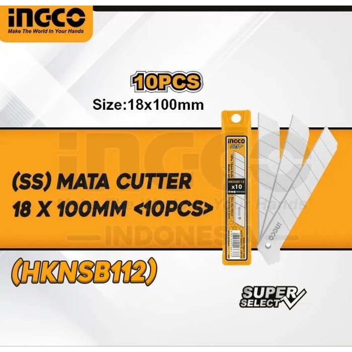

10Pcs Box Cutter Blade (18mm SK5) INGCO HKNSB112 Refill Isi Mata Besar