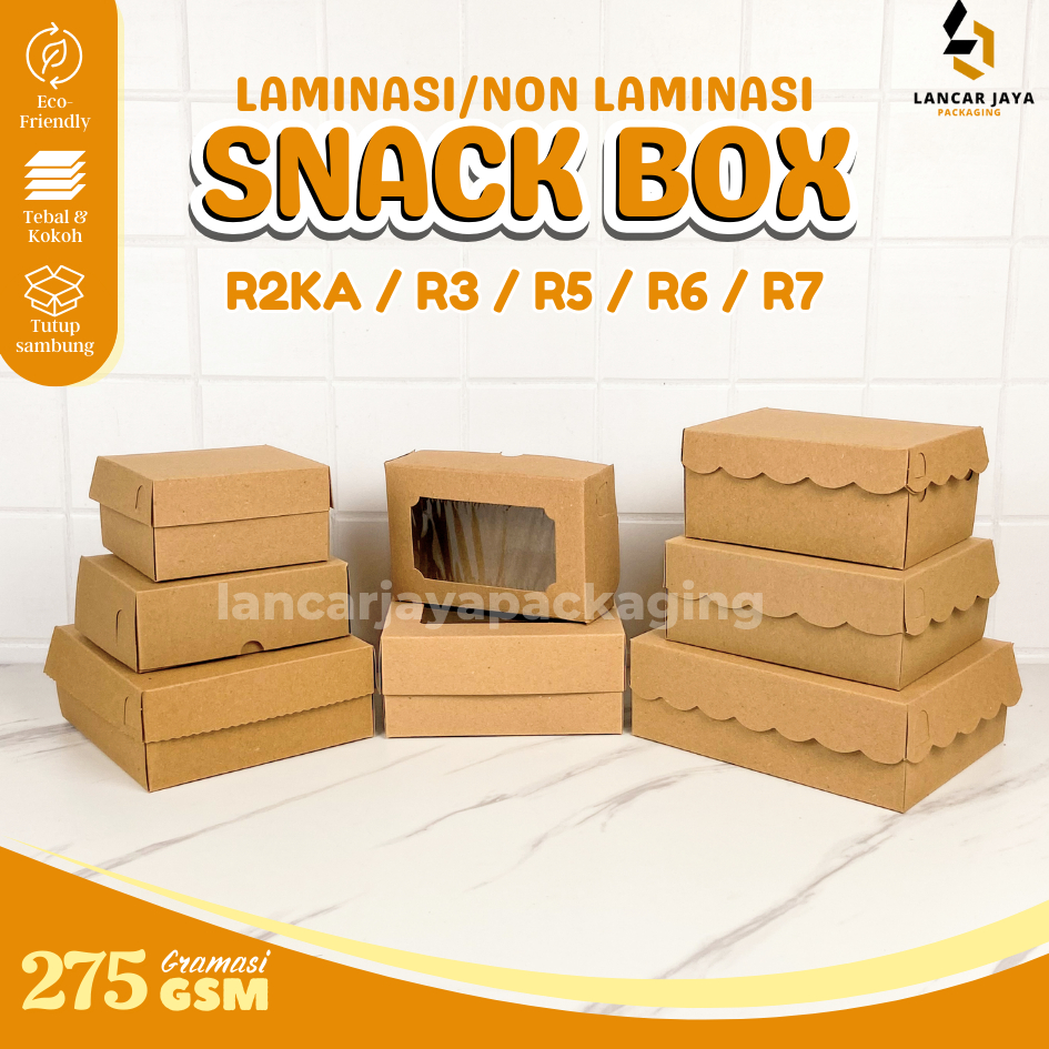 

Box Snack Kotak Kue Jajan Roti Dus Kemasan Makanan R2 R3 R5 R6 R7 Kraft Renda Jendela Polos