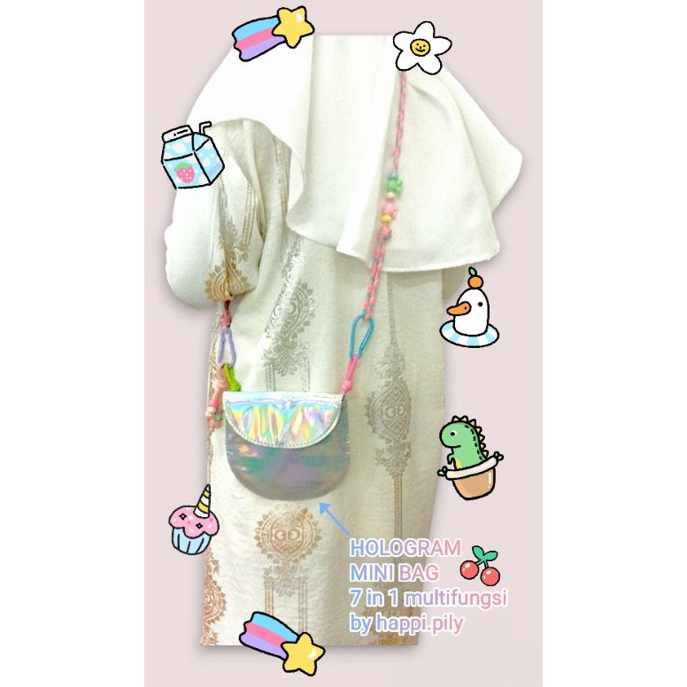 HOLOGRAM 7 IN 1 MULTIFUNCTION HOLOGRAM MINI BAG masuk ke shopee video bisa dapet voucher 3k Lanyard 