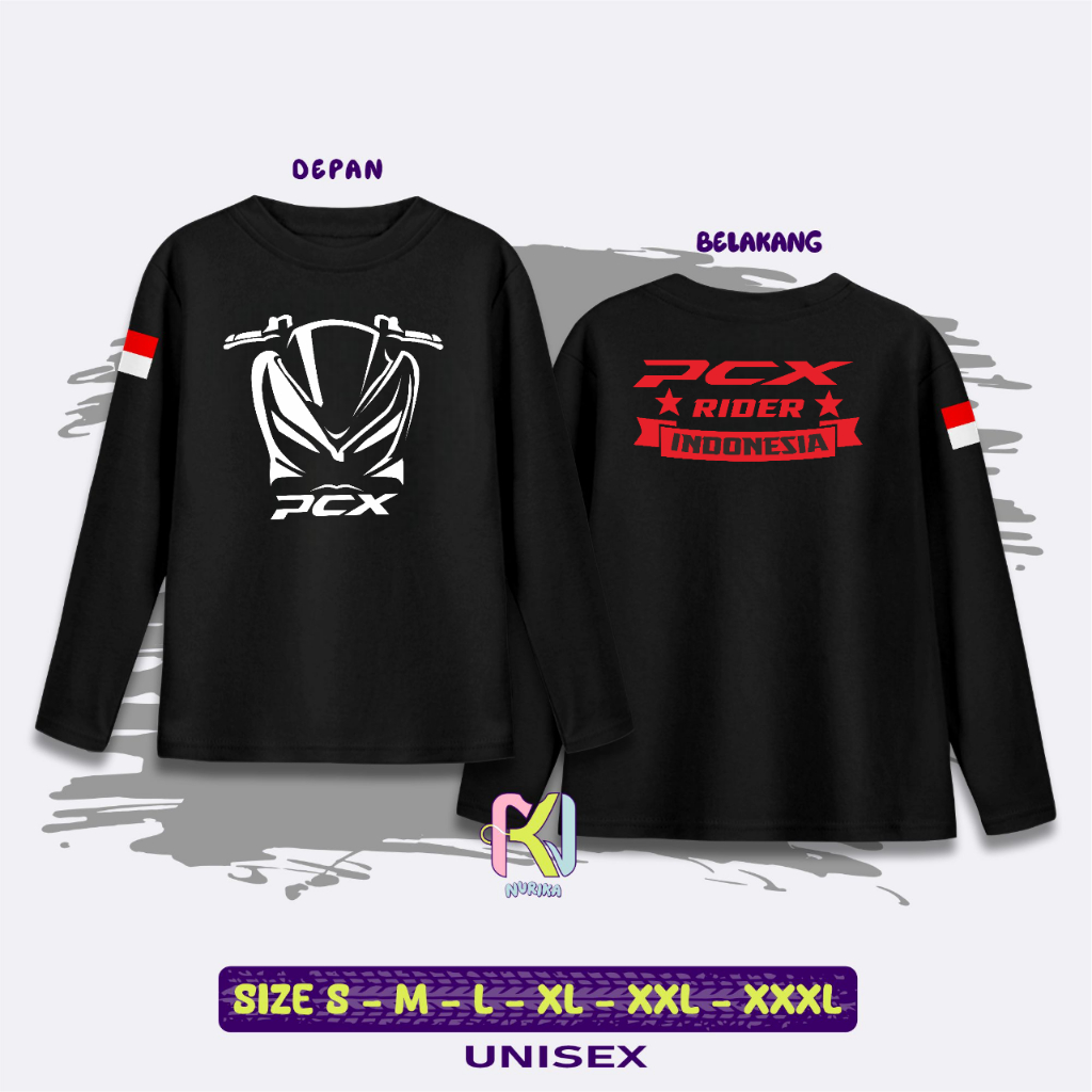 Kaos Pria Komunitas Honda PCX Lengan Panjang Baju Distro Motor Honda PCX Lengan Panjang