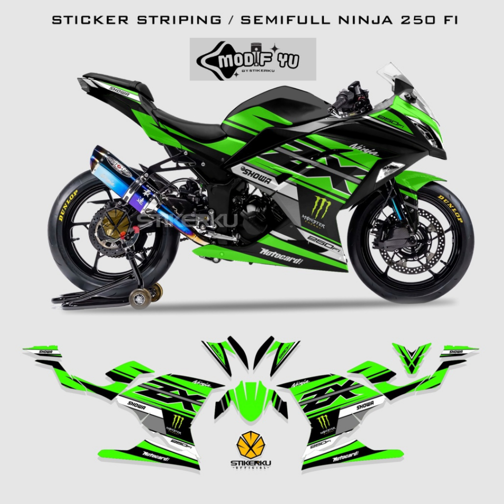 STRIPING NINJA 250 FI / STICKER / STOCK DECALS / SEMI FULL / STIKER MOTOR / GRAFIS / 2013-2017 / 07 