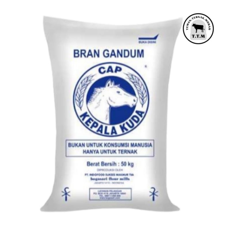 ASLI. BRAN GANDUM CAP KUDA 50 KG - BRAN GANDUM PAKAN TERNAK - BRAN PAKAN SAPI - BRAN PAKAN KAMBING