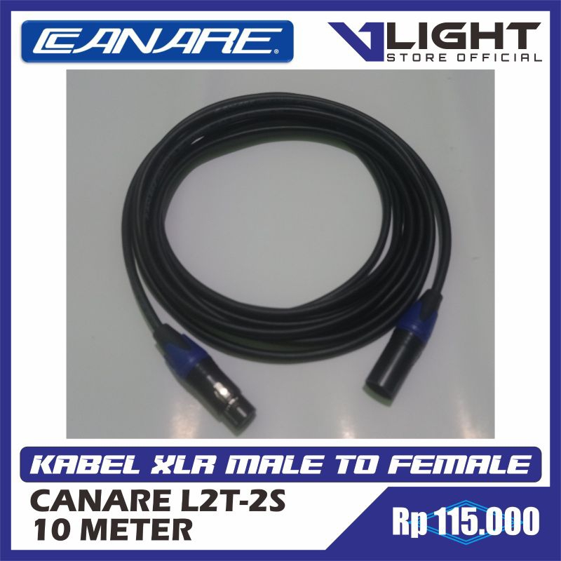 Kabel Mic Stereo XLR Canare L2T-2S Jack Tecson hitam 10 Meter