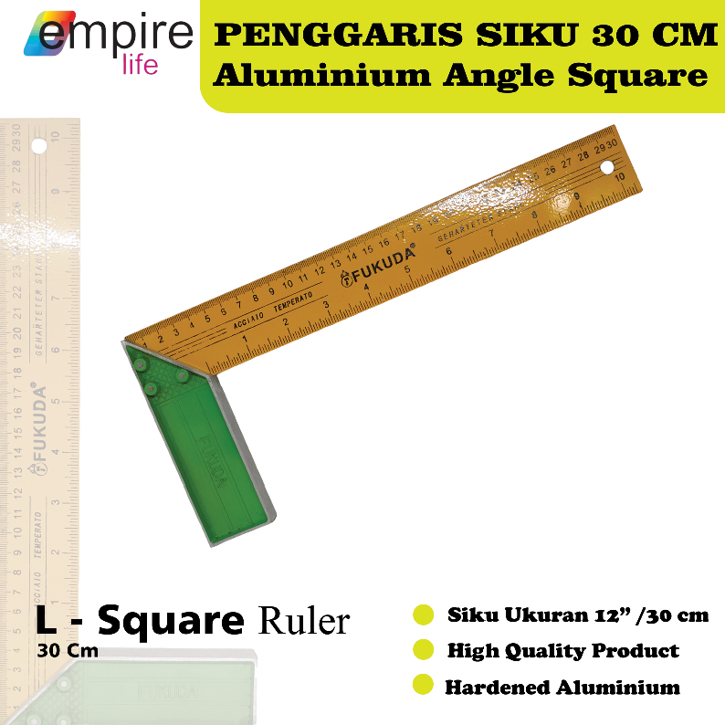 

Siku Tukang Fukuda 12in 30 cm Kuning Tebal - Penggaris Siku L Jumbo Mistar Siku Meter Bangunan 30cm