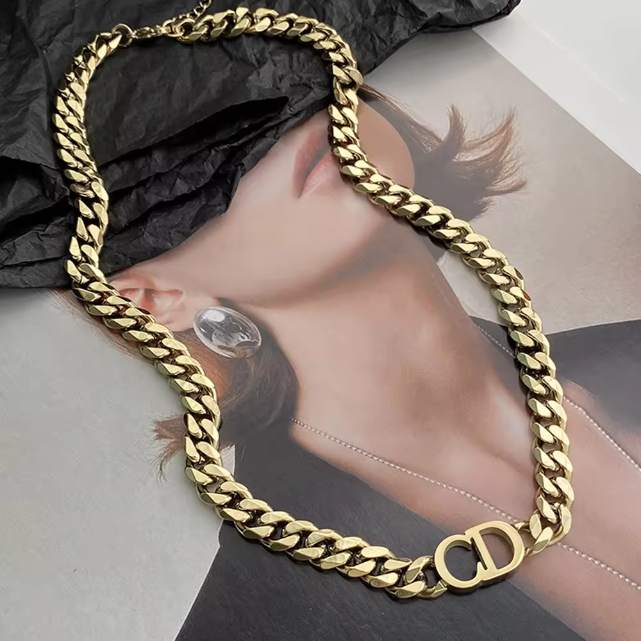 [Bayar Ditempat] Kalung Asli Titanium Wanita Rantai CD Model Terbaru / Kalung Emas Rantai Wanita Kor