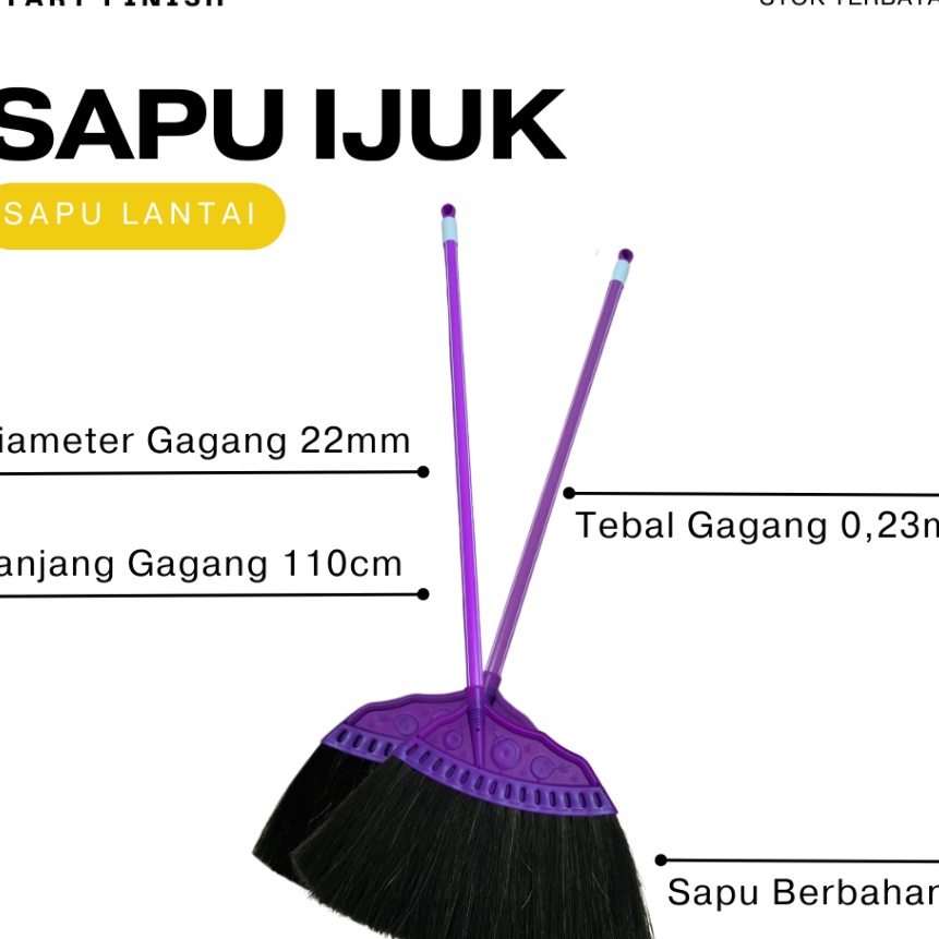 HJ6 Sapu BOOM BOOM WARNA UNGU Lantai Ijuk Anti Rontok  Sapu Lantai  Sapu Ijuk