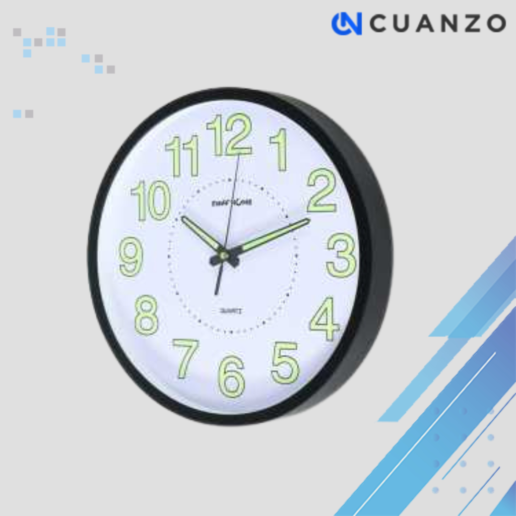 Jam Dinding Bulat Quartz Luminous Glow in The Dark 30cm / Jam Dinding Angka Dekorasi Rumah Model Min