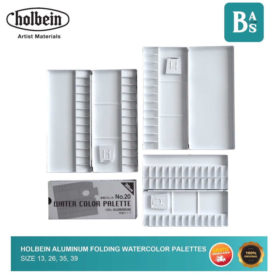 

KODE J76P Holbein Aluminum Folding Watercolor Palettes