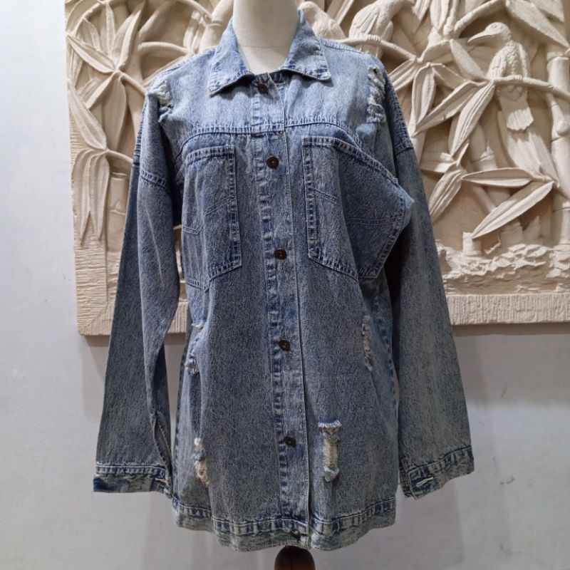 Jaket Jeans Ripped / Jaket Jeans Wanita Dewasa / Jaket Jeans Baru